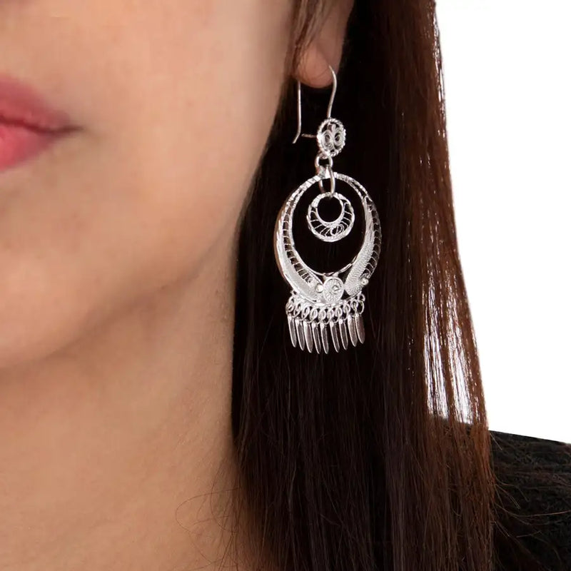 Silver filigree floral handcrafted silver earring – GoCoop
